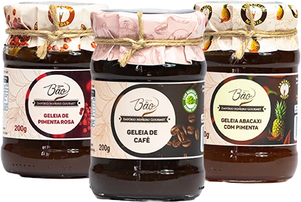 Geleias de pimenta rosa, café e abacaxi com pimenta